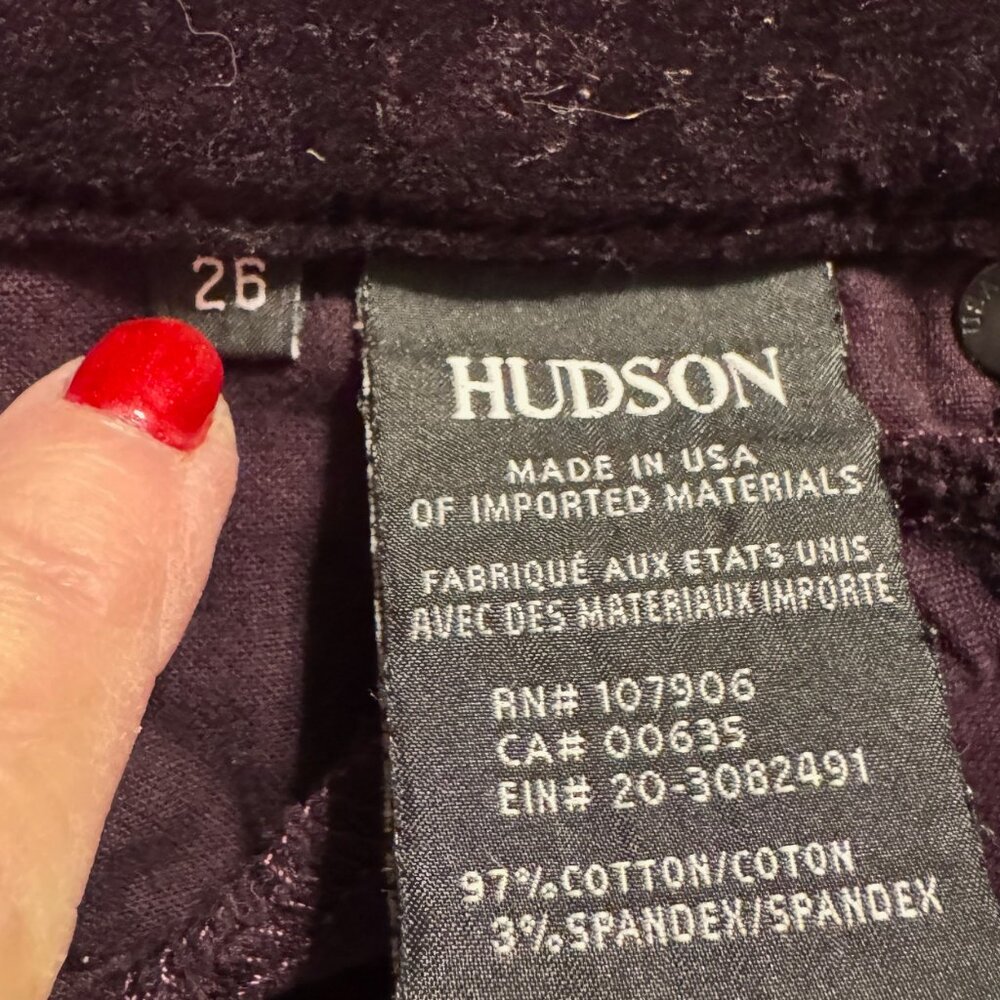 HUDSON Nico Midrise Velvet Skinny Jeans in Dark Plum - Picture 5 of 12